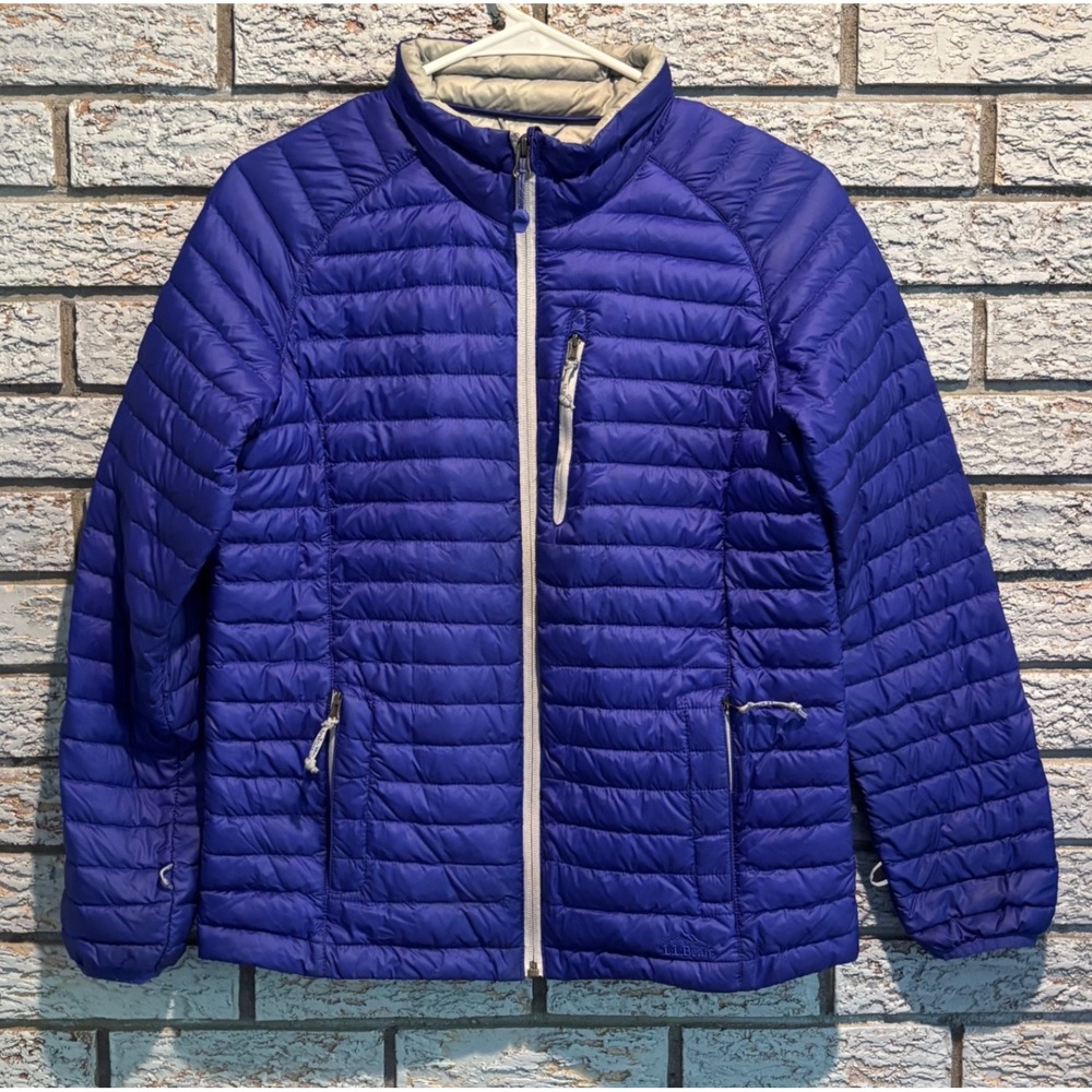 LL Bean Kids L 14-16 Ultralight 650 Down Jacket Blue Puffer DownTek Full Zip